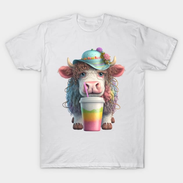 Small Fluffy Cow T-Shirt by Sideray